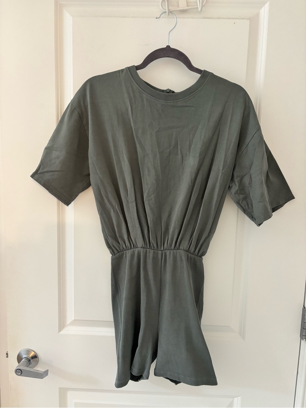 Zara Olive Green Short Sleeve Knit Romper